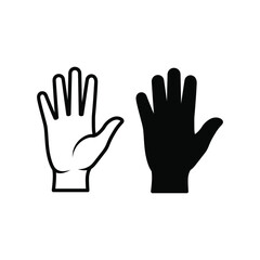 Obraz premium Black and white hand icons with palms facing forward in simple line art style