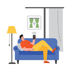 Smart Grocery Management Vector Flat Illustration EPS 10 File