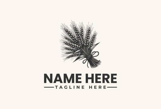Vintage Wheat Logo Vector Illustration - Elegant Emblem Design for Branding and Agriculture