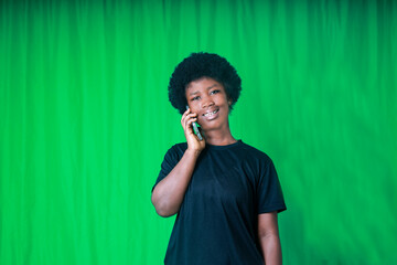 Phone call on green background