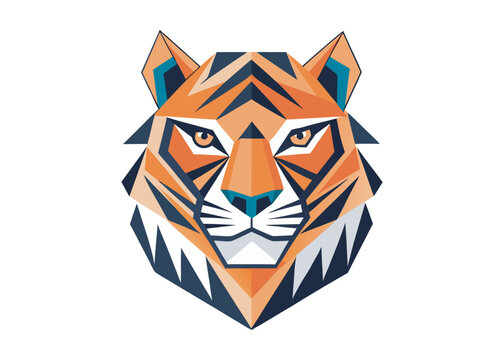 geometric tigar silhouette design icon logo isolated on white background