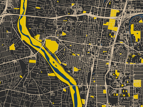 Modern flat map of Albuquerque Center, New Mexico