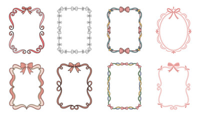 coquette bow border frame clipart set