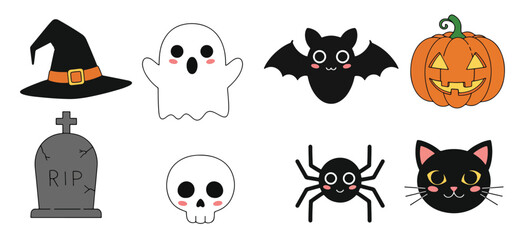 cute halloween icons collection for spooky season 