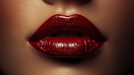 Obraz premium Female beauty shines, especially with bold red lipstick that highlights lips. This choice exudes confidence and allure, captivating attention and enhancing natural charm, leaving a lasting impression
