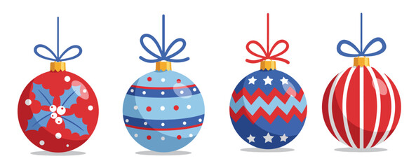  four festive christmas ornaments with intricate patterns and