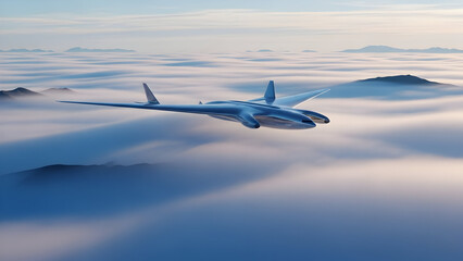 Vintage airplane soaring above ocean waves at colorful sunrise