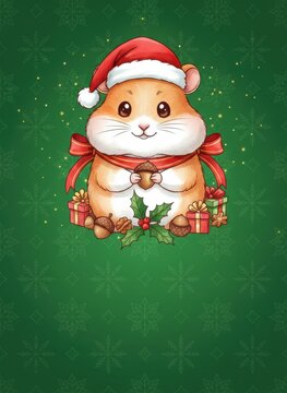  Christmas greeting invitation card, holidays, cute santa, illustration message card