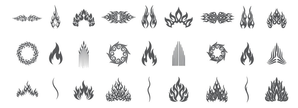 Set of Decorative Flame Silhouettes, Car Sticker and Hot Rod Decal Kit.