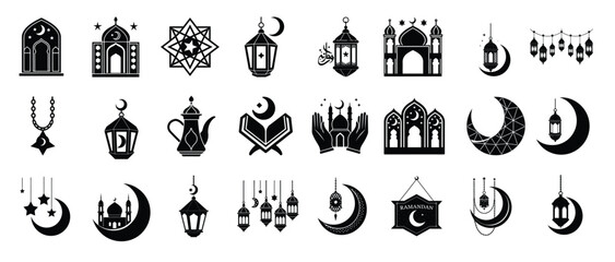  islamic ramadan silhouette design for eid on white background 