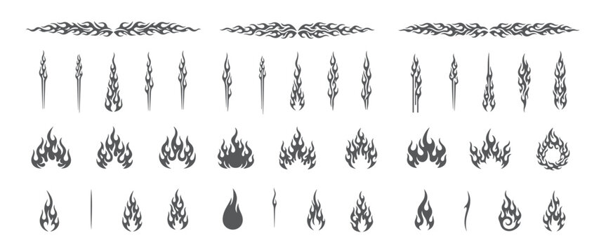 Set of Decorative Flame Silhouettes, Car Sticker and Hot Rod Decal Kit.