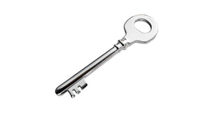 Silver Key on Transparent Background for Security Theme