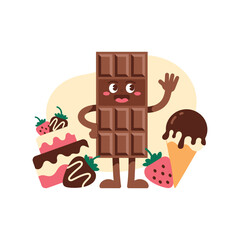 Artistic chocolate bar design with vibrant color accents and text elements