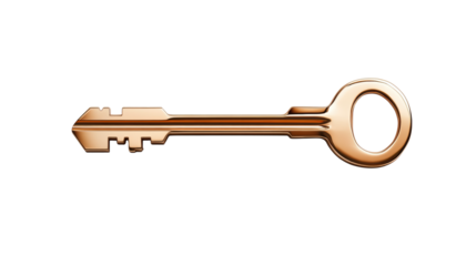 Golden Key on Transparent Background