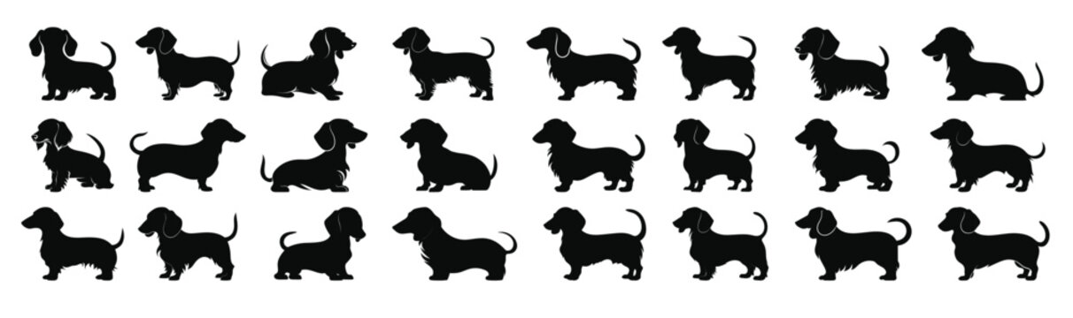 dachshund dog silhouette clipart bundle 