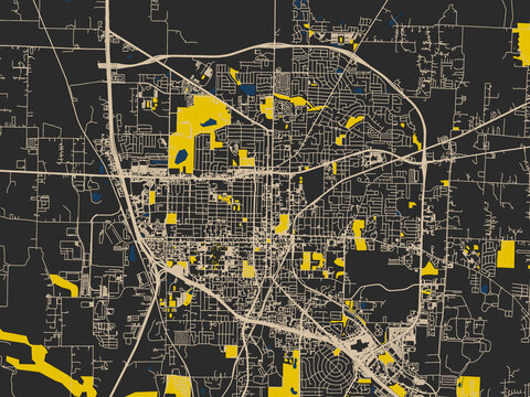 Modern flat map of Denton, Texas