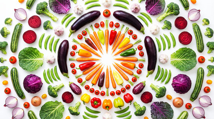 A vibrant and colorful pattern of various vegetables for a healthy diet