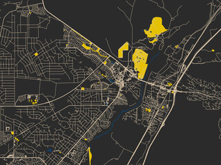Abstract city map of Enchanted Hills, New Mexico with noir yellow color palette