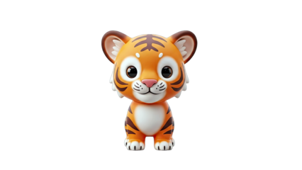 Cute Tiger Cub Toy Standing on White Background