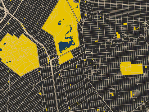 Minimalist map of Flatbush, New York, charcoal base with cream streets