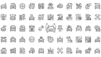 A collection of vector icons and symbols for web design, including business, travel, media, money, and computer themes
