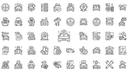 A collection of vector icons and symbols for web design, including business, travel, media, money, and computer themes