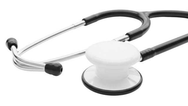 White and black stethoscope on a black background medical - Powered by Adobe