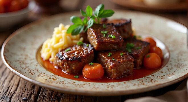  Osso buco (Italy) served authentically on a plate
