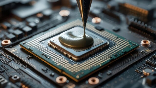 Applying Thermal Paste to a Computer CPU for Better Heat Dissipation.