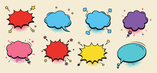 collection of colorful comic book speech and thought bubbles © Kulva