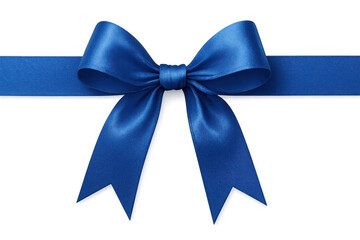 Naklejka premium Blue satin ribbon bow decorating a gift package, showing elegance and celebration on a transparent background