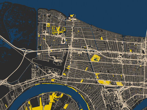 Kenner, Louisiana &ndash; minimalist flat city map