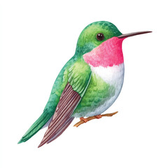 Vibrant Watercolor Hummingbird Illustration, Exotic Bird Art