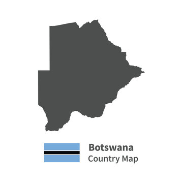 Botswana Country map Flag illustration on whtie background