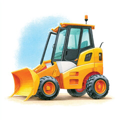 Yellow Loader Watercolor Illustration for Construction Projects