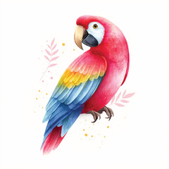 Fototapeta premium Vibrant Watercolor Parrot Illustration, Tropical Bird Art