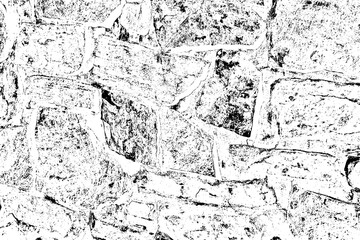 High Contrast Stone Wall Texture Black and White Background