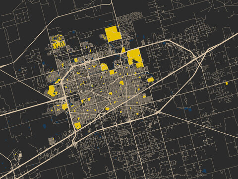 Poster-style map of Midland, Texas using charcoal and cream map