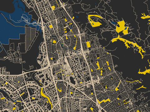Clean urban street map of Milpitas, California