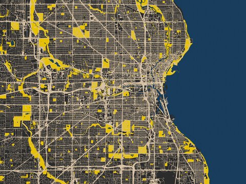 Graphic city map artwork of Milwaukee, Wisconsin