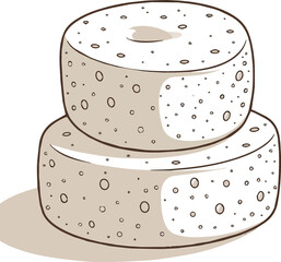 Create a kinds of deferent realistic Three soft white marshmallows are gently stacked together in a delightful arrangement various uses. vector art with white background.