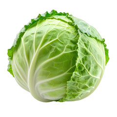 Fototapeta premium A vibrant green head of fresh cabbage isolated against a solid black background.