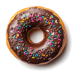 Chocolate Frosted Donut with Sprinkles 스프링클이 있는 초콜릿 도넛