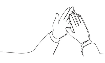 Obraz premium Continuous Line Drawing of Hands Clapping or Praying