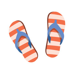 Flip Flops Pair in Minimalist Top Down View on White Background