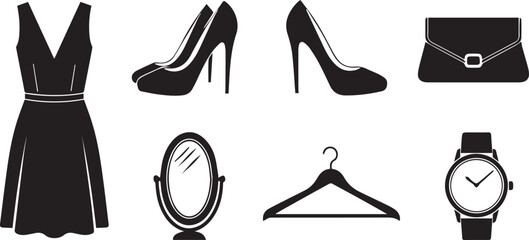Women's fashion and personal items icons dress high heels
