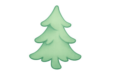 Fototapeta premium Christmas tree drawing representing winter holidays and festive season, simple evergreen pine tree illustration