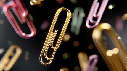 Colorful Paperclips in Motion with Bokeh Background for Office and School Use
