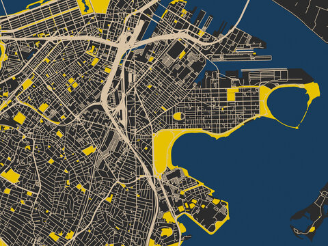 South Boston, Massachusetts &ndash; minimalist flat city map