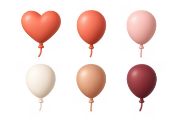 Romantic balloon icons in soft gradient design for celebration cards and invitations